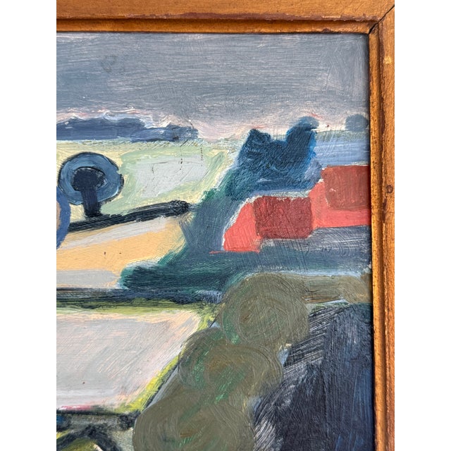 Ink Blue 1940s Modernist Abstract Landscape For Sale - Image 8 of 10