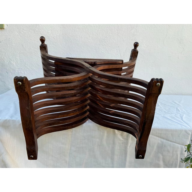 Antique Wood Side Chair: Savonarola Carved Hardwood Antique Chair For Sale - Image 12 of 12