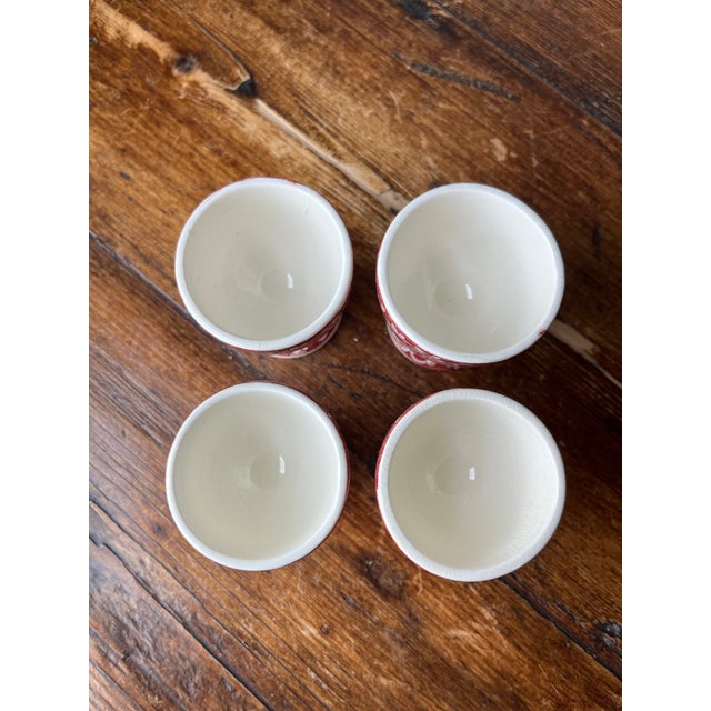 English Mason's Pink Vista Pattern Ironstone Collection Antique and Vintage Set of 4 Single Egg Cups For Sale - Image 3 of 6