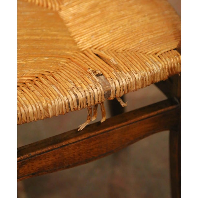 Early 20th Century French Normandy Oak Rush Seat Dining Chairs, Set of Six For Sale - Image 10 of 11