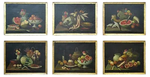 Still Life, Oil on Canvas, 18th Century, Set of 6