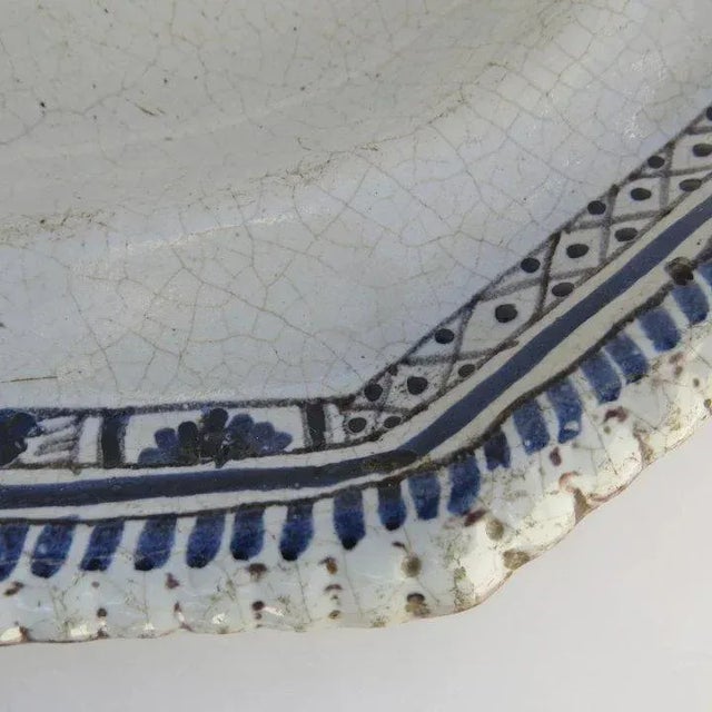 French French 19th Century Faience Rouen Platter Staple Repair For Sale - Image 3 of 9