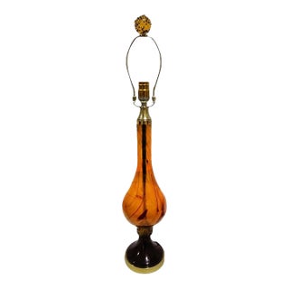 1960sMid-Century Modern Murano Style Tortoiseshell Art Glass Table Lamp W/Optional Contemporary Shade For Sale
