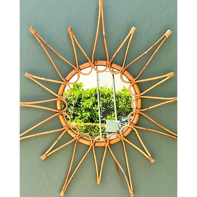 Vintage Italian Bent Rattan Sunburst Mirror For Sale - Image 12 of 12