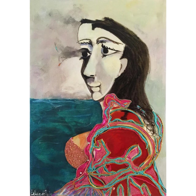 Oil on canvas infused with rhinestones & silk mixed media Leticia is a Spanish artist who enjoys creating art from...