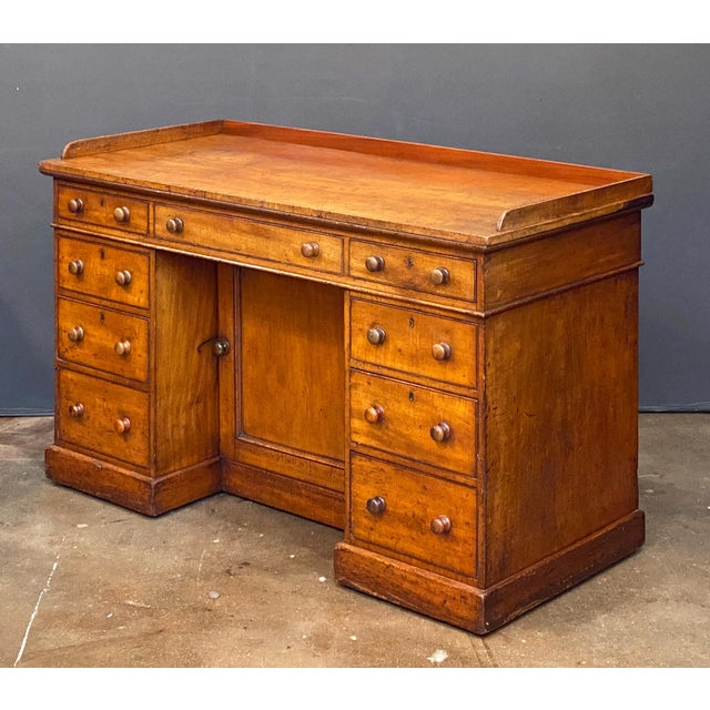 19th Century Large English Pedestal Desk With Kneehole Cabinet of Mahogany For Sale - Image 5 of 11
