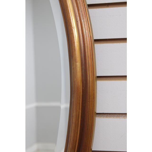 Oval Gold Framed Beveled Glass Wall Mirror For Sale - Image 10 of 11