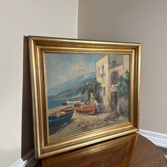 Italian 19th Century Italian Landscape Oil Painting ~ Framed Unknown Artist For Sale - Image 3 of 11