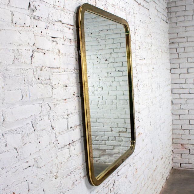 Brass Late 20th Century Modern Wall Mirror by Milo Baughman for Thayer Coggin Brass Lamé Shape Frame For Sale - Image 8 of 18