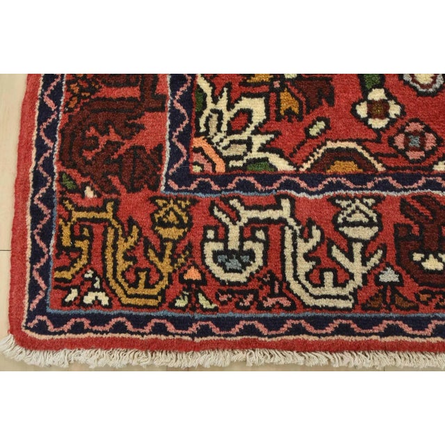 Hamedan Rug 3'5'' X 5' Ivory Wool Vintage Tribal Hand-Knotted Oriental Carpet For Sale - Image 10 of 12