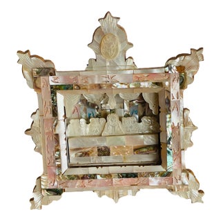 Antique Mother of Pearl Last Supper Religious Diorama For Sale