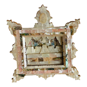 Antique Mother of Pearl Last Supper Religious Diorama