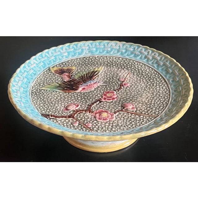 Ceramic Antique Majolica Cake Plate For Sale - Image 7 of 9
