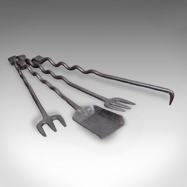 4 Antique Country House Inglenook Fire Tools, English, Companion Set, Victorian For Sale - Image 11 of 12
