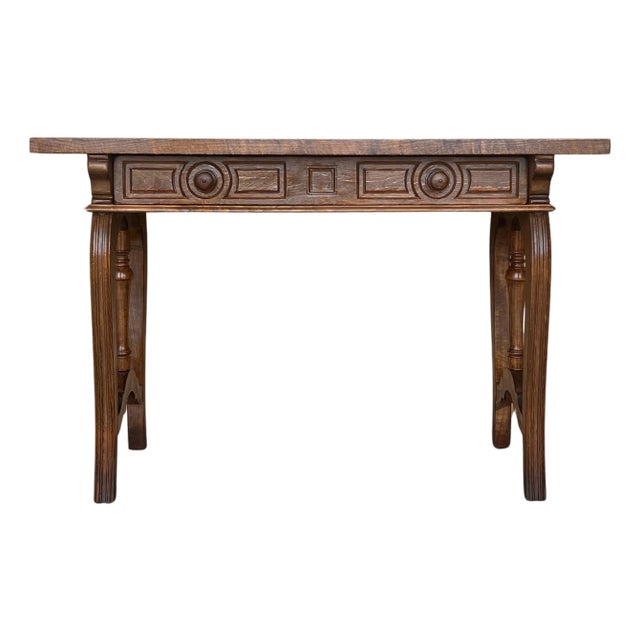 Early 19th Century Walnut Wood Catalan Spanish Console, Desk or Vanity Table For Sale