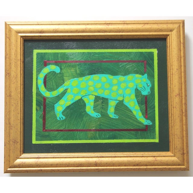 Cleo Plowden Tiger Minimalism Folk Art Pop Art Pink Raspberry Red Orange Burgundy Original Oil Painting by Clleo Plowdeneo Plowden For Sale - Image 4 of 5