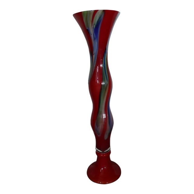 Red Art Glass Vase For Sale