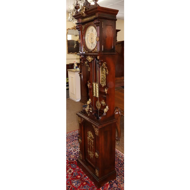 Brown Ansonia Mahogany Bronze Mounted Floor Clock Grandfather Clock Circa 1900 For Sale - Image 8 of 18