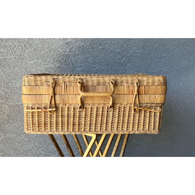 Mid 20th-Century Extra Large Handwoven Valise-Style Rattan Storage Basket, Hong Kong For Sale - Image 14 of 18