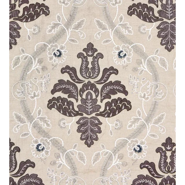 The House of Scalamandré Isabella Embroidery Fabric, Graphite For Sale