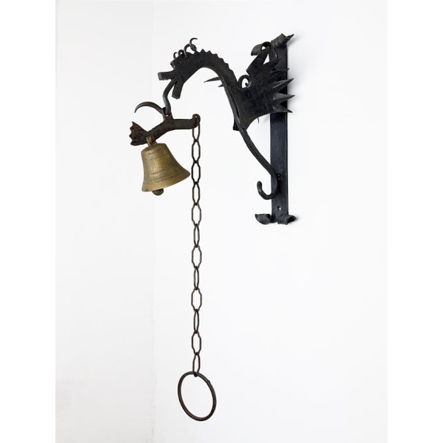 Vintage Gothic Style Wrought Iron Wall-Mounted Dragon Doorbell, 1950s For Sale - Image 15 of 15