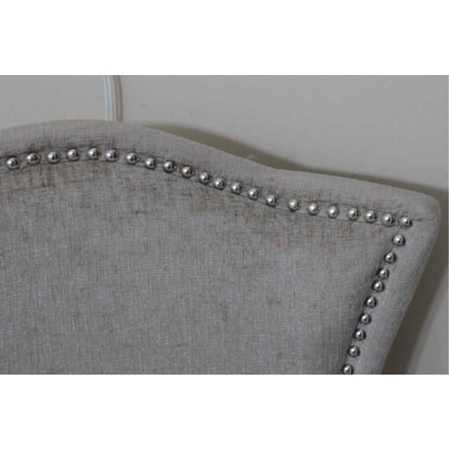 Wood Contemporary Upholstered Accent Chair With Silver Nailhead Trim For Sale - Image 7 of 10