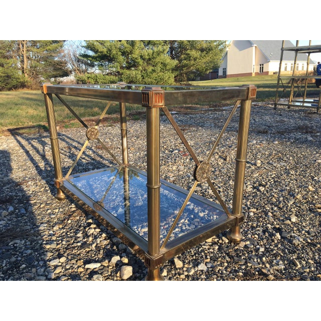1970s Mid Century Regency Style Solid Brass Side Table in the Manner of Mastercraft. For Sale - Image 5 of 10