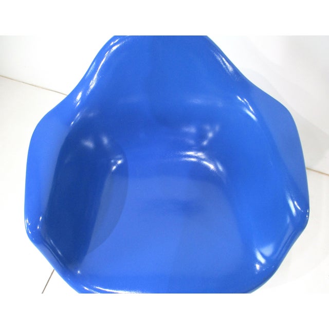 Metal Eames Blue Arm Shell Chair by Herman Miller For Sale - Image 7 of 13