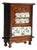 Antique Dutch Farmhouse Wooden Ceramic Floral Spice Cabinet, 1950s For Sale