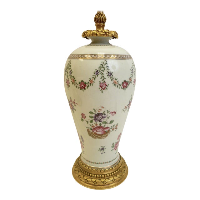 Gilt Bronze Mounted Chinese Export Porcelain Lamp by E F Caldwell For Sale