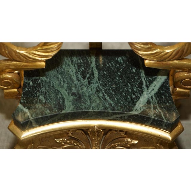 Antique French Brass & Green Marble Side End Tables, 1880s, Set of 2 For Sale - Image 17 of 18
