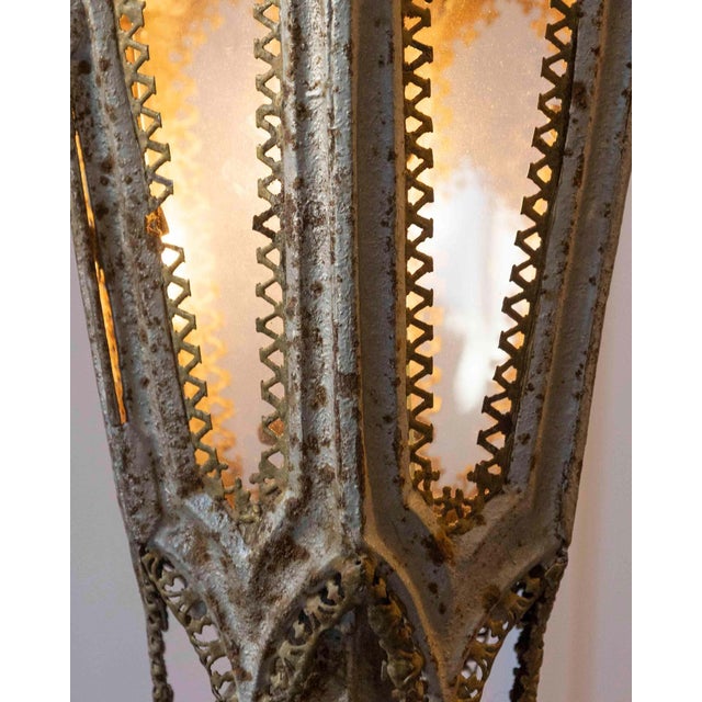 19th Century English Painted Iron Gothic Revival Period Lanterns - a Pair For Sale In Atlanta - Image 6 of 9
