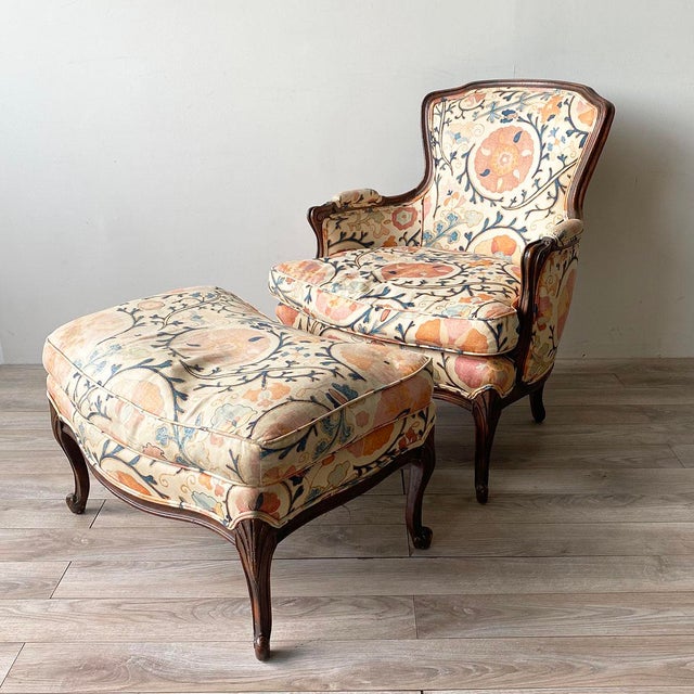 Louis XV Style Armchair and Ottoman in Brunschwig & Fils ...