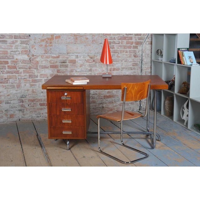 Bauhaus Writing Desk in Oak by Hynek Gottwald, Czechia, 1930s For Sale - Image 9 of 16
