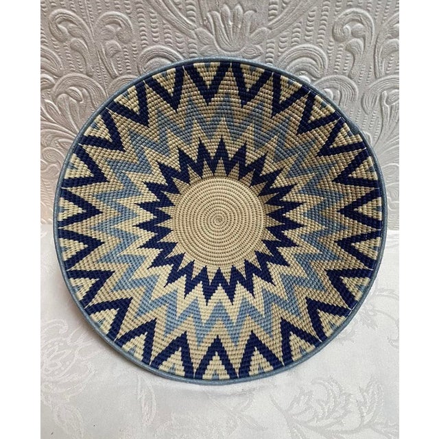 1980s Vintage Hand Woven Chevron Native American Style Tribal Basket For Sale - Image 9 of 9