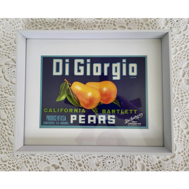 1950s Framed California Bartlett Pear by DiGiorgio Fruit Crate Label For Sale - Image 9 of 9