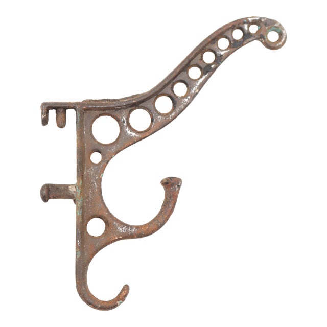 Antique Cast Iron Double Swivel Bracket Hook For Sale