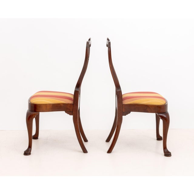 Pair of Queen Anne Style Flame Mahogany Side Chairs For Sale - Image 4 of 8