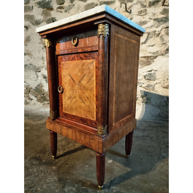 French Empire Bedside Cabinet with Marble Top, 19th Century For Sale - Image 12 of 16