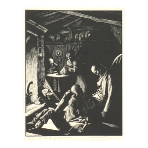 Early 20th Century Wuthering Heights Genre Woodcut -- Death of Earnshaw #28/30 by Clare Leighton