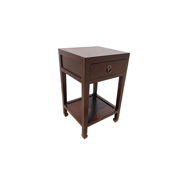 Brown Pair of Chinese Single-Drawer Side Tables For Sale - Image 8 of 9