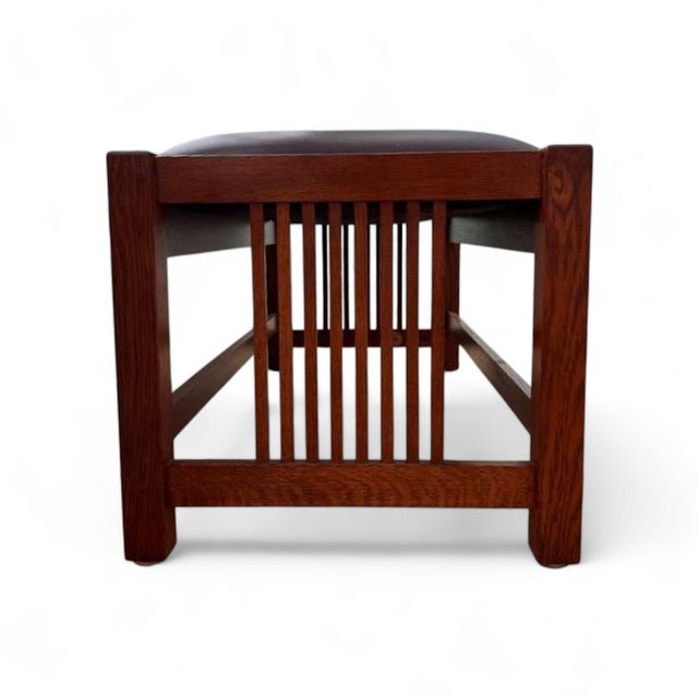 2000 - 2009 Stickley Mission Wooden Bench W/Spindle Sides For Sale - Image 5 of 5