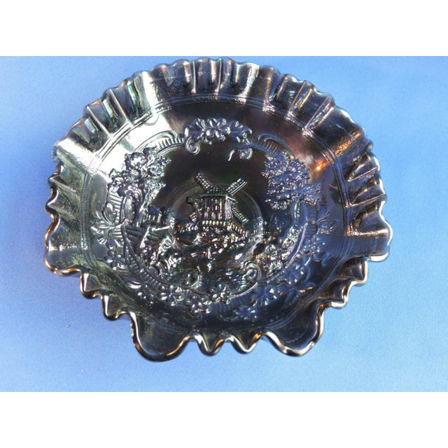 Vintage 50's Imperial Glass Co. Smokey Amethyst Carnival Glass Windmill Bowl For Sale - Image 9 of 9