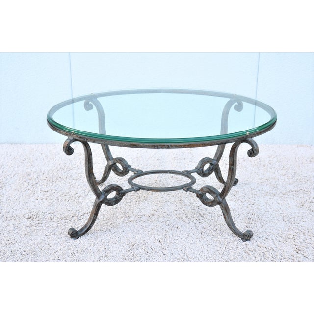Vintage French Style Wrought Iron and Glass Oval Coffee Table For Sale - Image 13 of 13