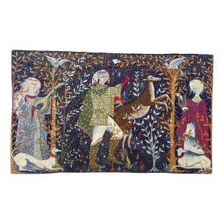 Mid-Century French Needlepoint Aubusson Medieval Tapestry, 1970s For Sale