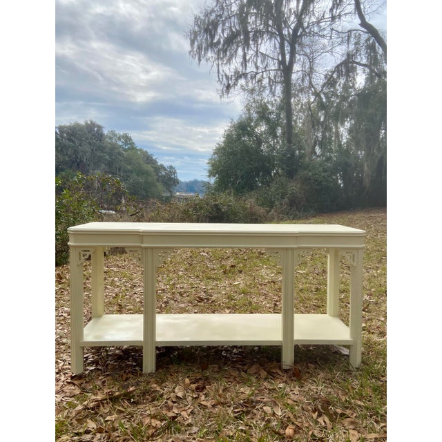 Hollywood Regency Vintage Lane Console With Fretwork For Sale - Image 3 of 12