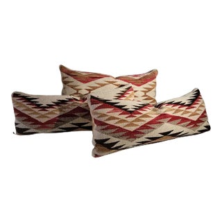 Collection of 3 Navajo Indian Weaving Bolster Pillows For Sale