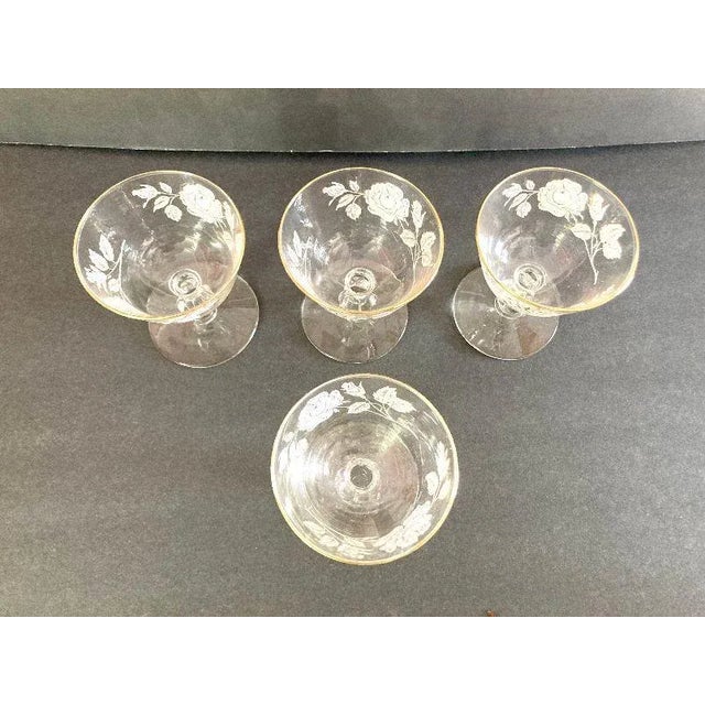 Mid-Century Modern 60s Mid-Century Libbey Glass Co. Rose Bouquet Liquor Glasses- Set of 4 For Sale - Image 3 of 5