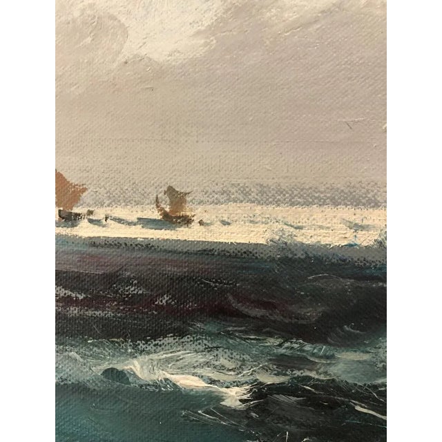 Ezelino Briante, Voiliers en mer, Oil on Canvas For Sale - Image 6 of 9