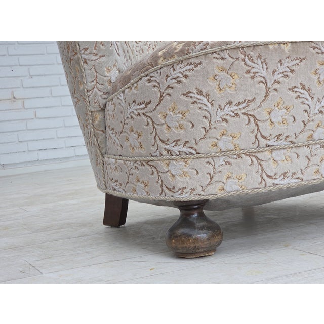 Wood Danish Curved Armchair in Light Green-Gray Furniture Velour, 1970s For Sale - Image 7 of 18